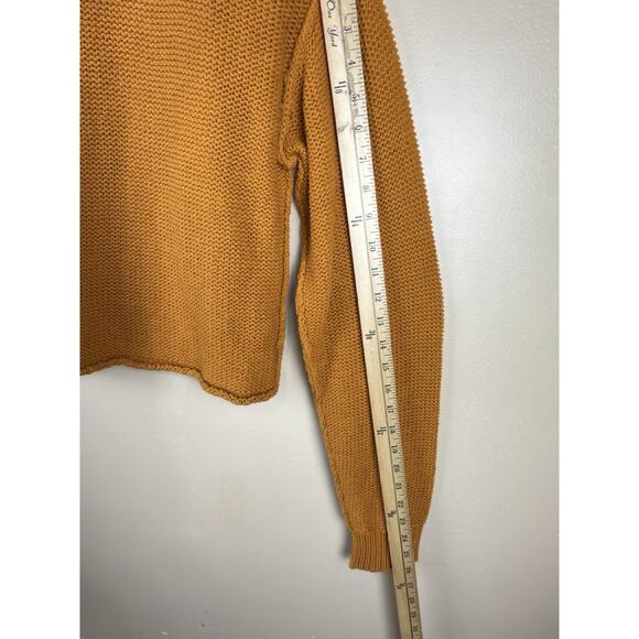 Free People Women’s Slouchy Sweater, Size S, Mustard, Coastal Inside-Out Knit - Picture 9 of 12